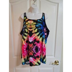 Women's Multicolor Tie-Dye Swim Coverup Tank